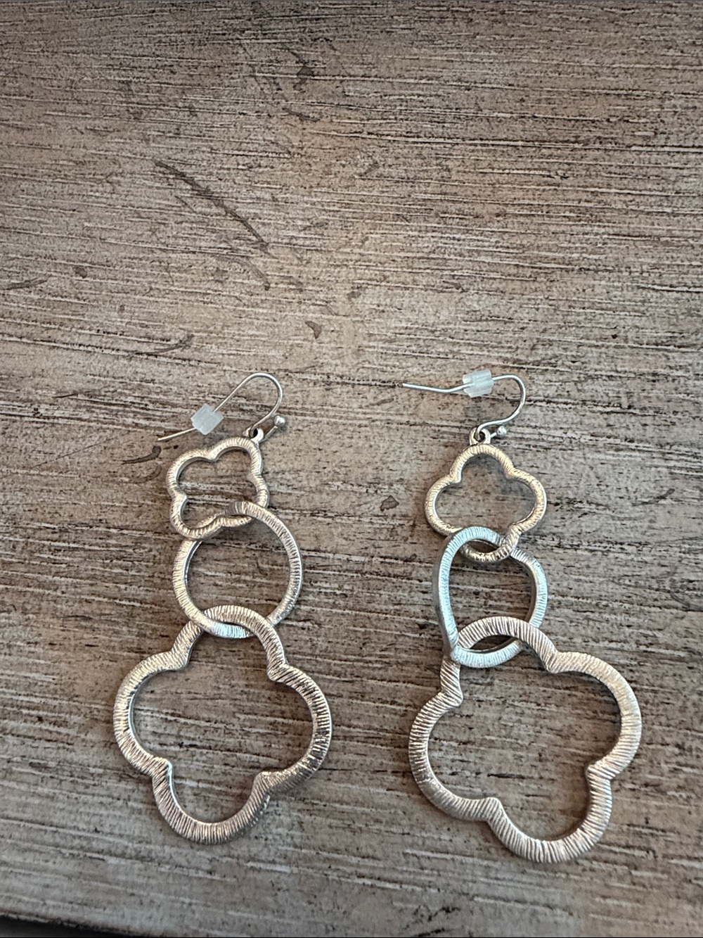Silver Floral Link Drop Earrings - Women Jewelry